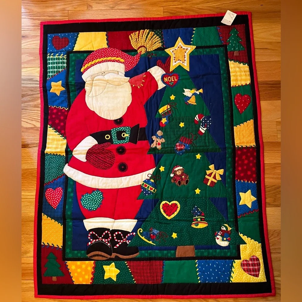 Festive Santa Holiday Quilt Homemade